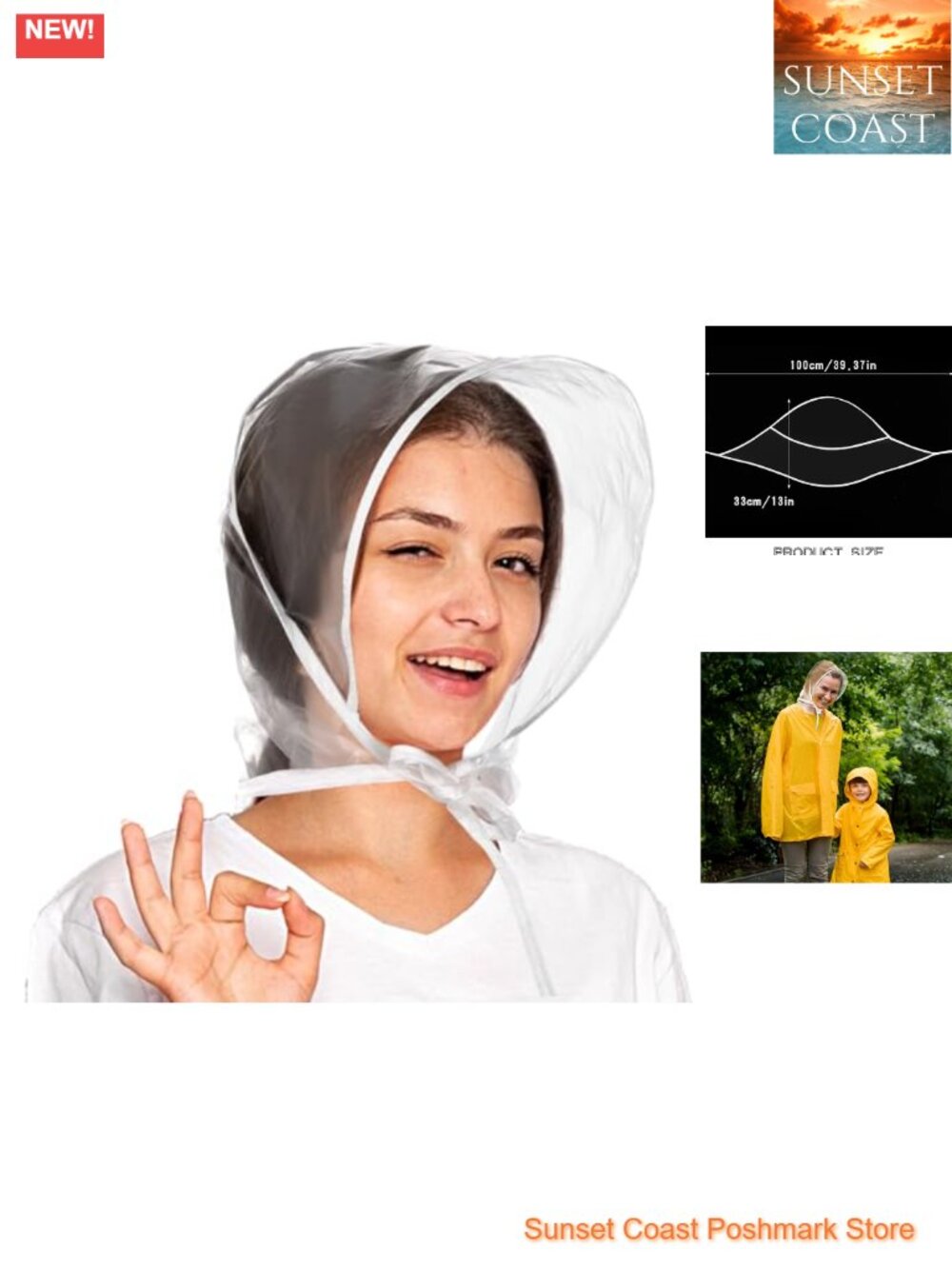 12 Pack Reusable Rain Bonnets with Clear Plastic Visor, Waterproof Head Scarf